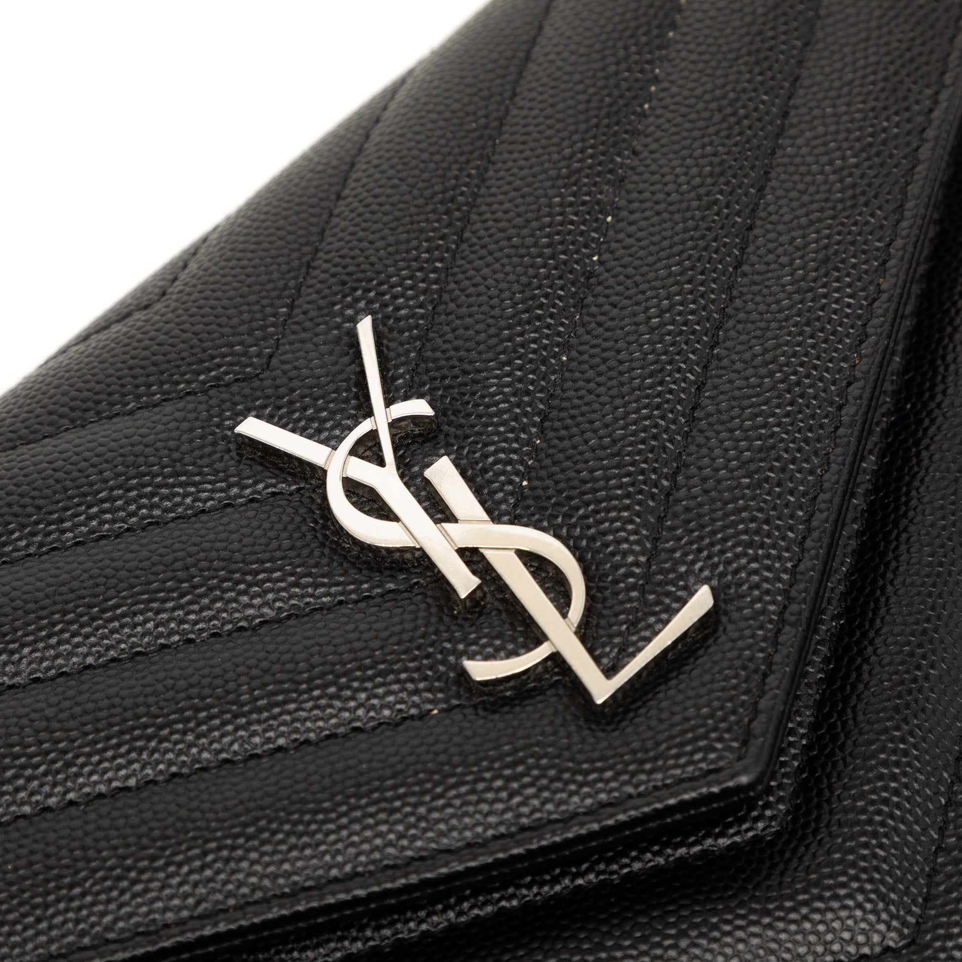 Saint Laurent Grain De Poudre Cassandre Envelope Chain Wallet
