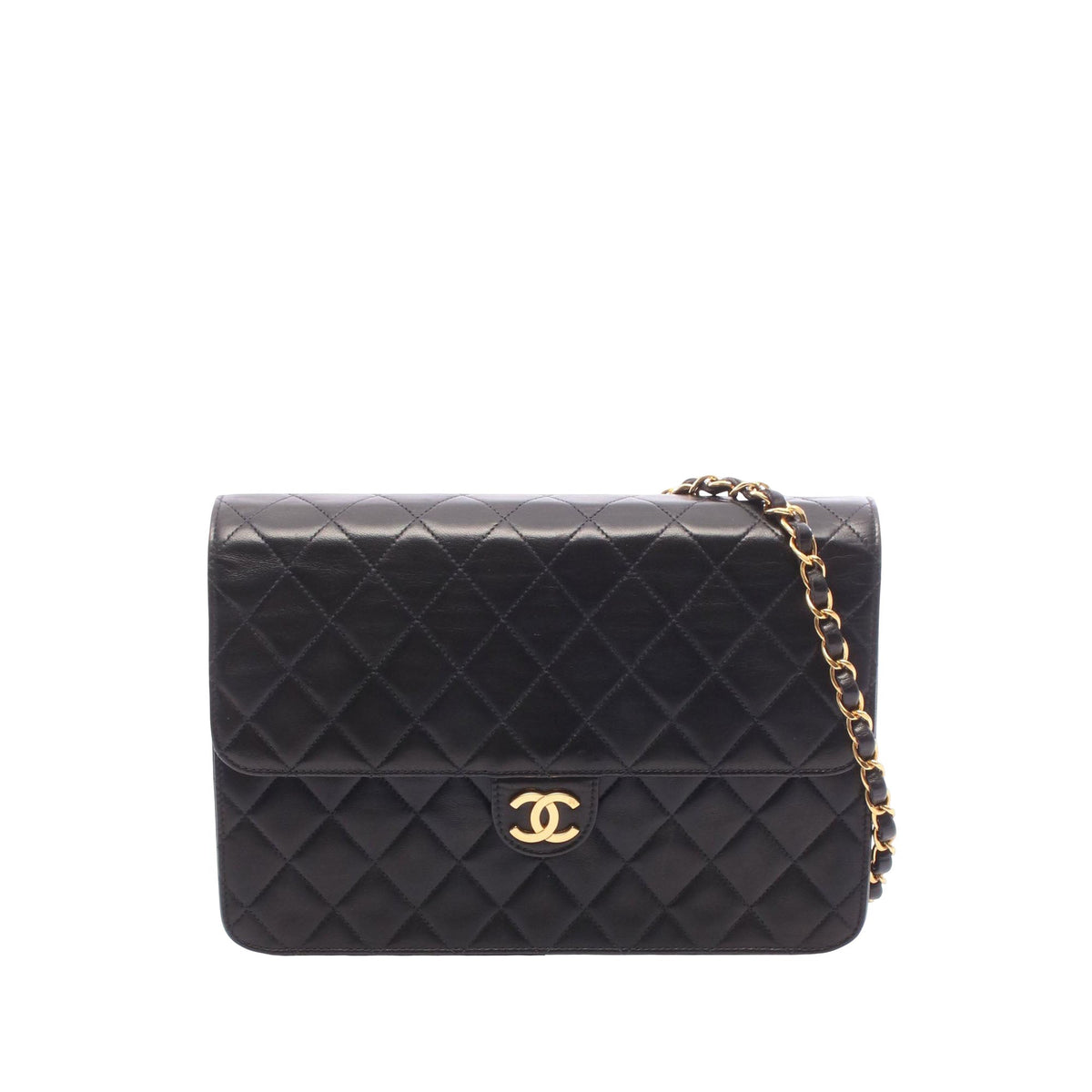 Chanel Medium CC Quilted Lambskin Single Flap — Black