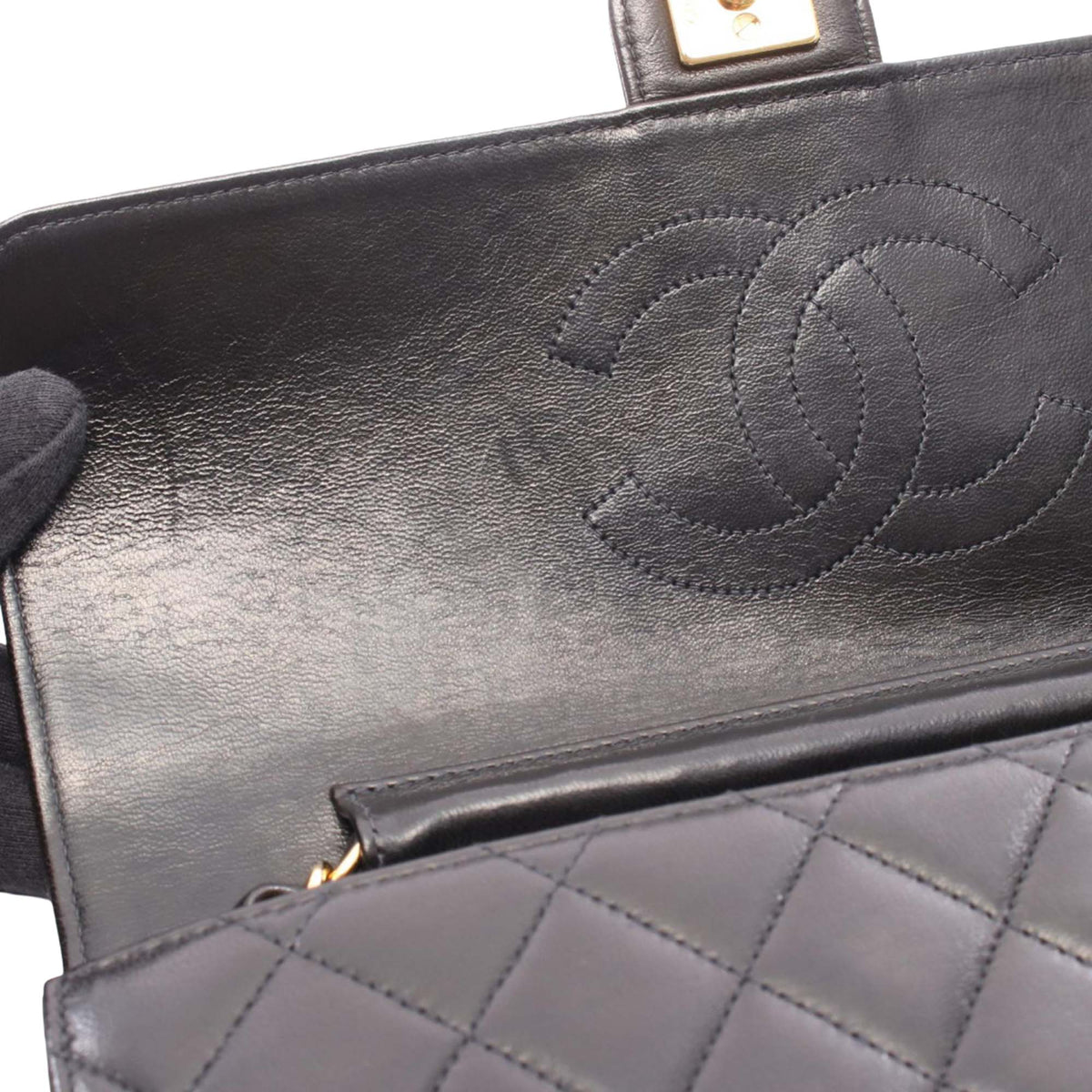 Chanel Medium CC Quilted Lambskin Single Flap — Black