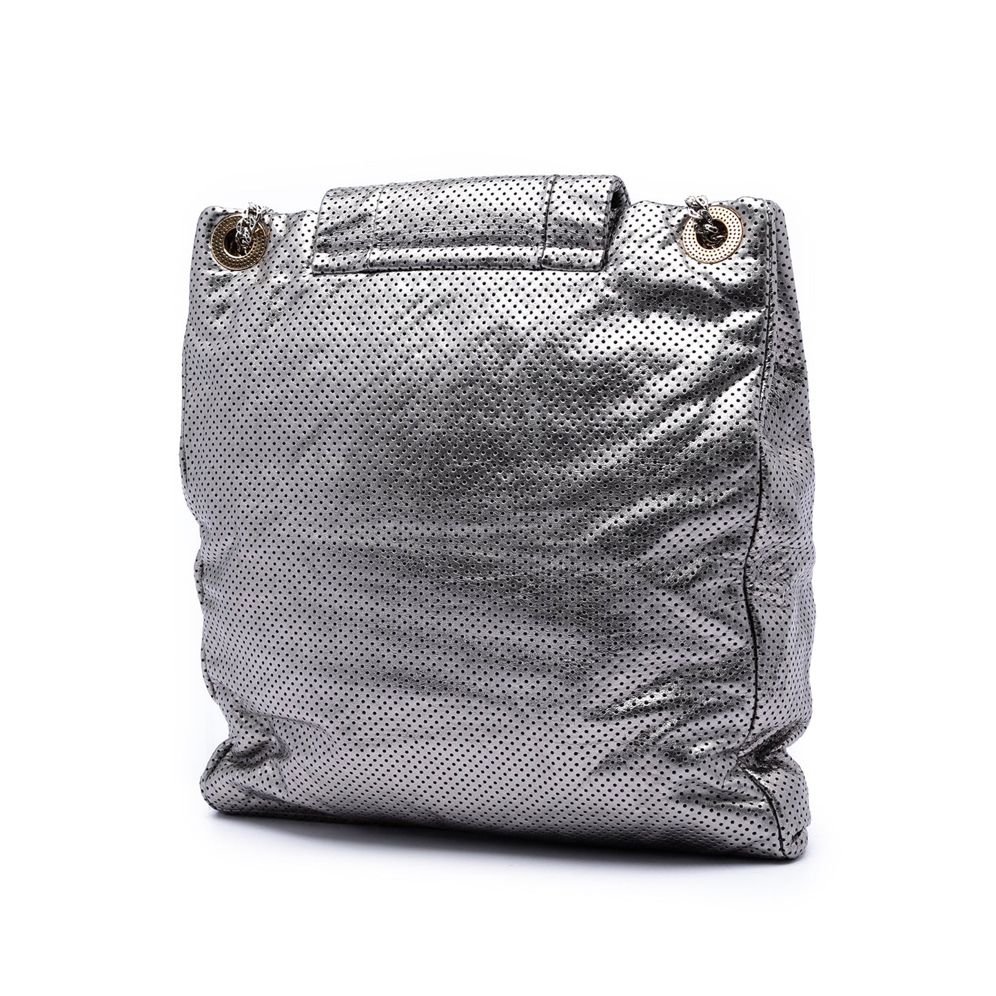 Chanel Perforated Crackled Metallic Calfskin Drill Tote