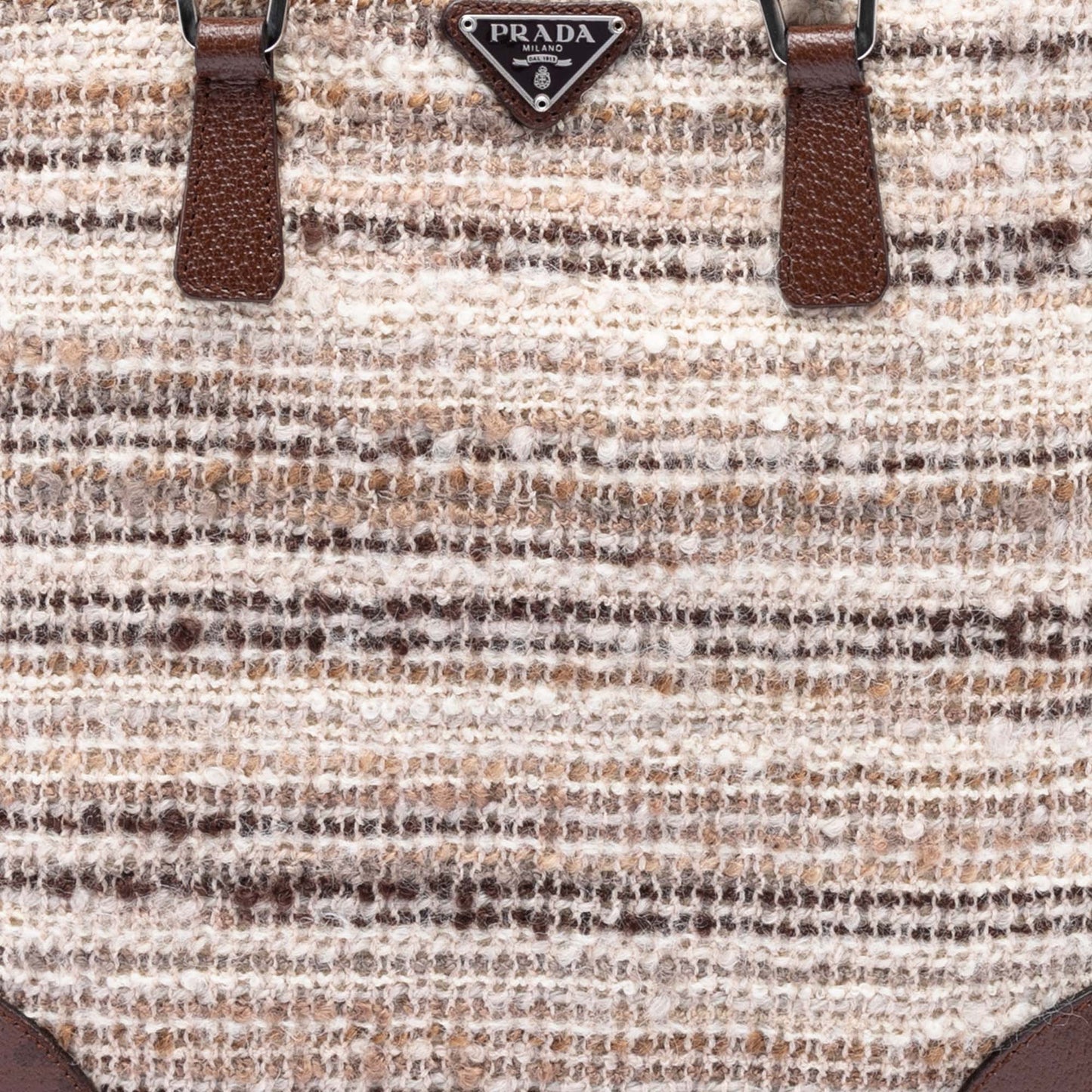 Prada Vitello Trimmed Tweed Flat Tote