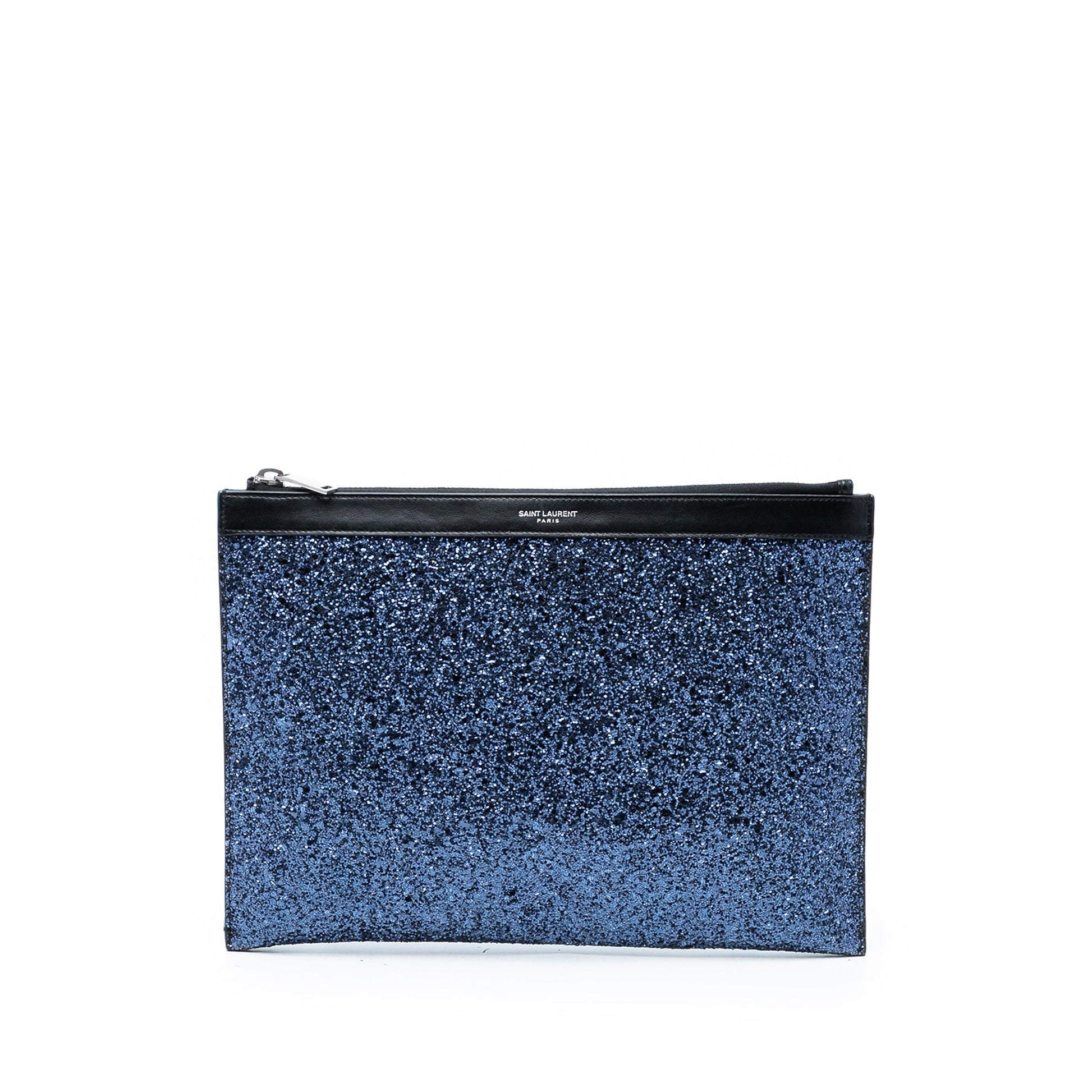 Saint Laurent Glittered Leather Zipped Tablet Pouch