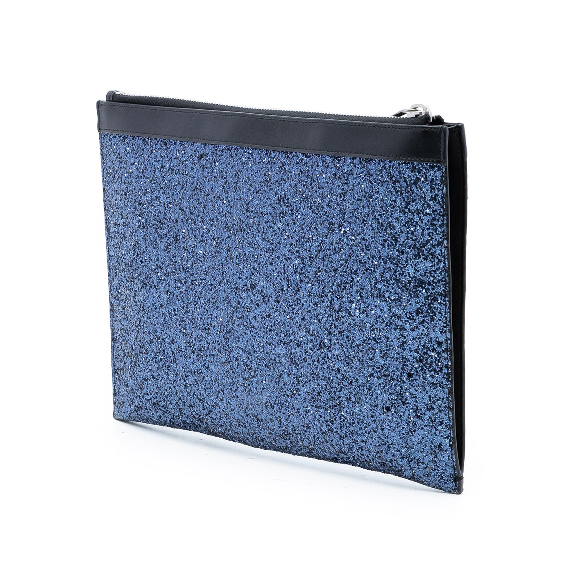 Saint Laurent Glittered Leather Zipped Tablet Pouch