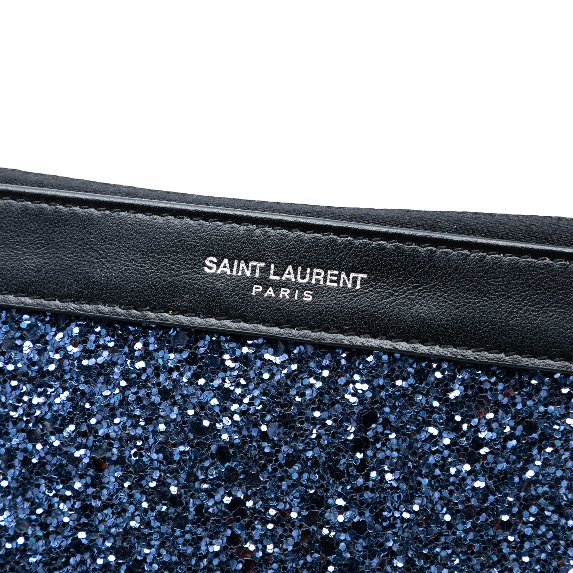 Saint Laurent Glittered Leather Zipped Tablet Pouch
