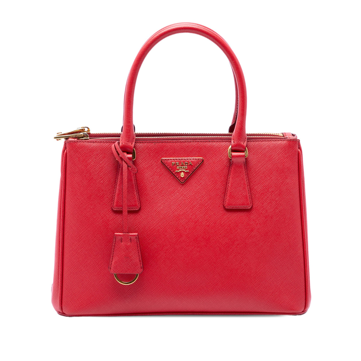 Prada Medium Saffiano Galleria Double Zip Satchel — Red