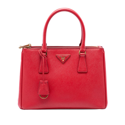 Prada Medium Saffiano Galleria Double Zip Satchel — Red