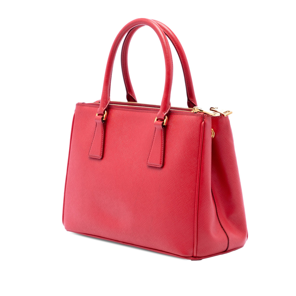 Prada Medium Saffiano Galleria Double Zip Satchel — Red