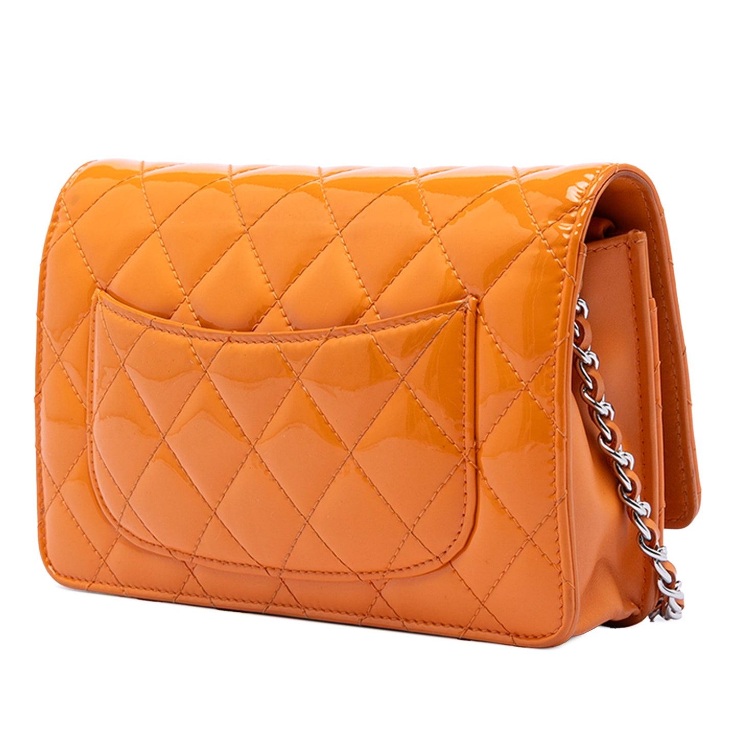 CC Quilted Patent Wallet on Chain
