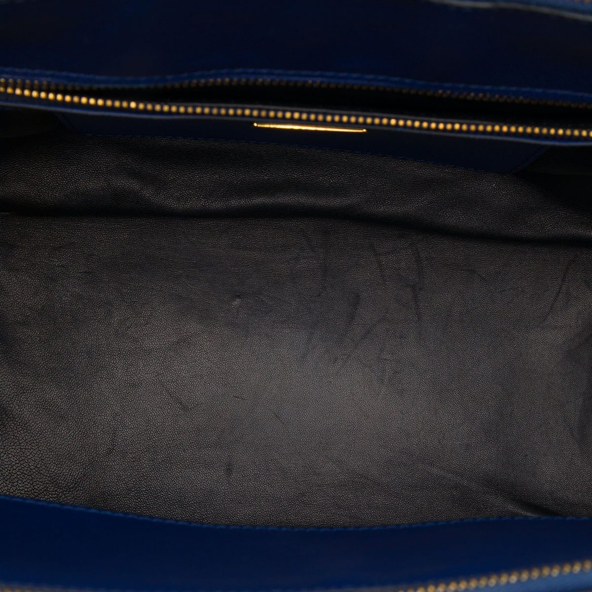 Prada Saffiano Turnlock Double Zip Studded Tote — Blue