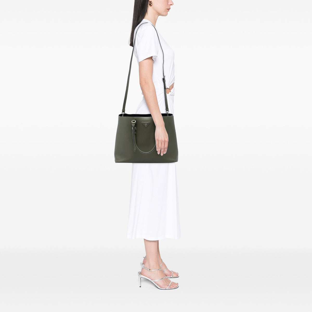 Prada Large Saffiano Cuir Double Handle Satchel — Green