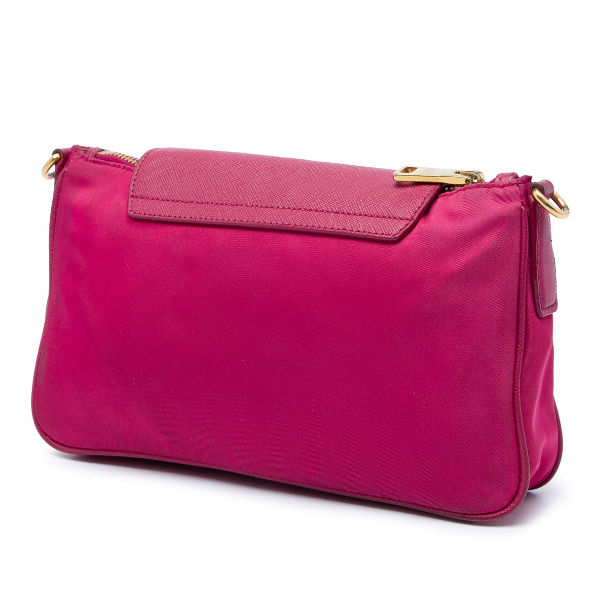 Prada Saffiano Trimmed Tessuto Chain Crossbody