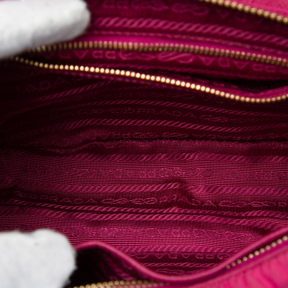 Prada Saffiano Trimmed Tessuto Chain Crossbody