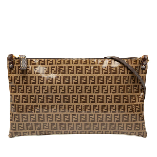 Fendi Zucchino Crystal Crossbody — Beige