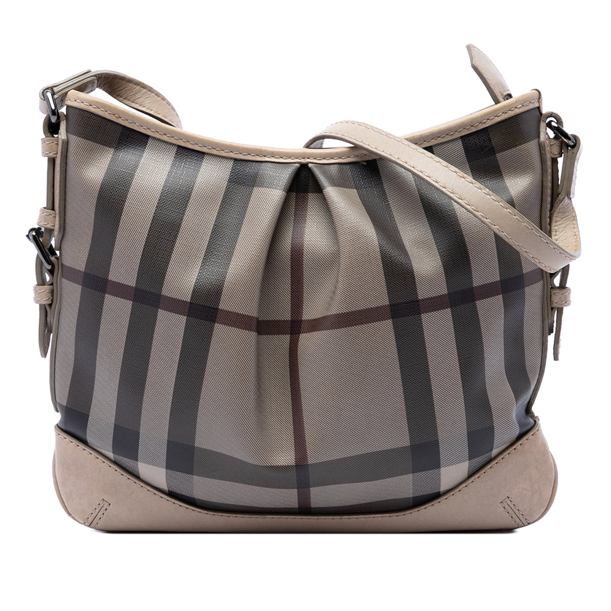 Burberry Smoke Check Coated Canvas Hartham Crossbody — Gray