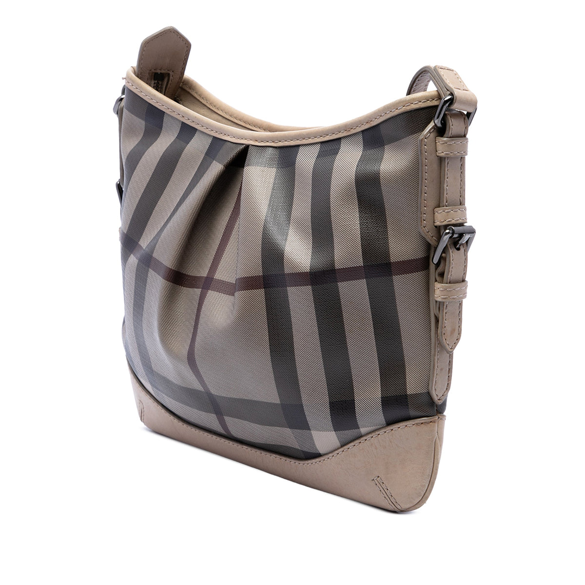 Burberry Smoke Check Coated Canvas Hartham Crossbody — Gray
