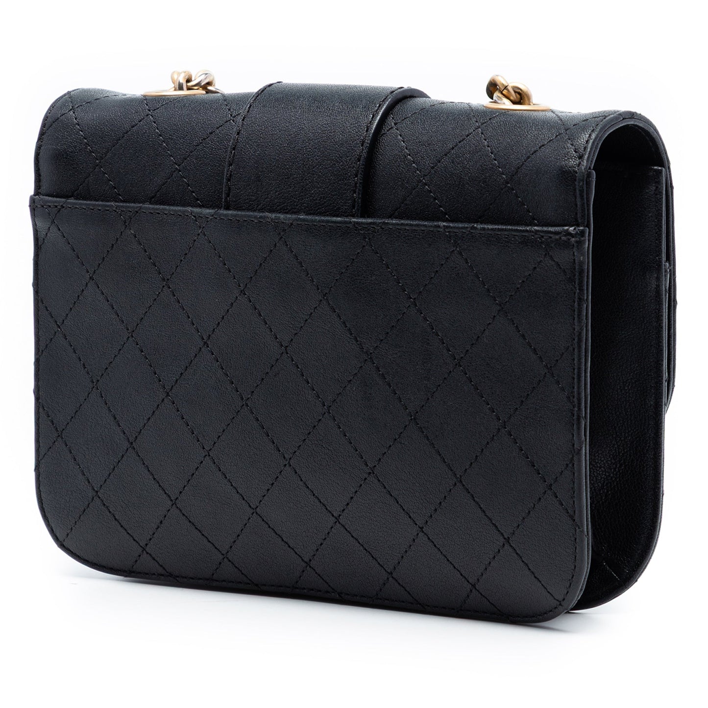 Large Quilted Sheepskin Front Chain Flap