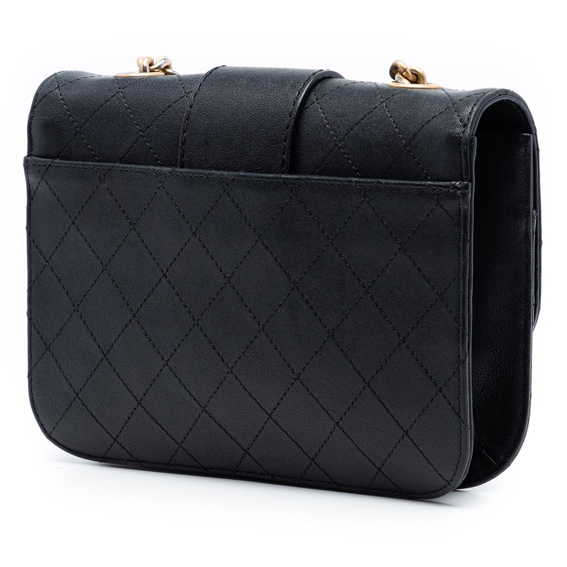 Large Quilted Sheepskin Front Chain Flap