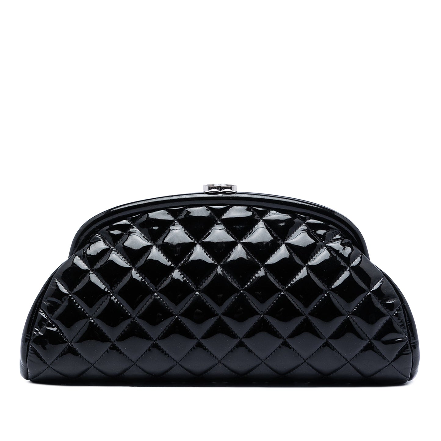 Chanel Quilted Patent Timeless Kiss Lock Clutch
