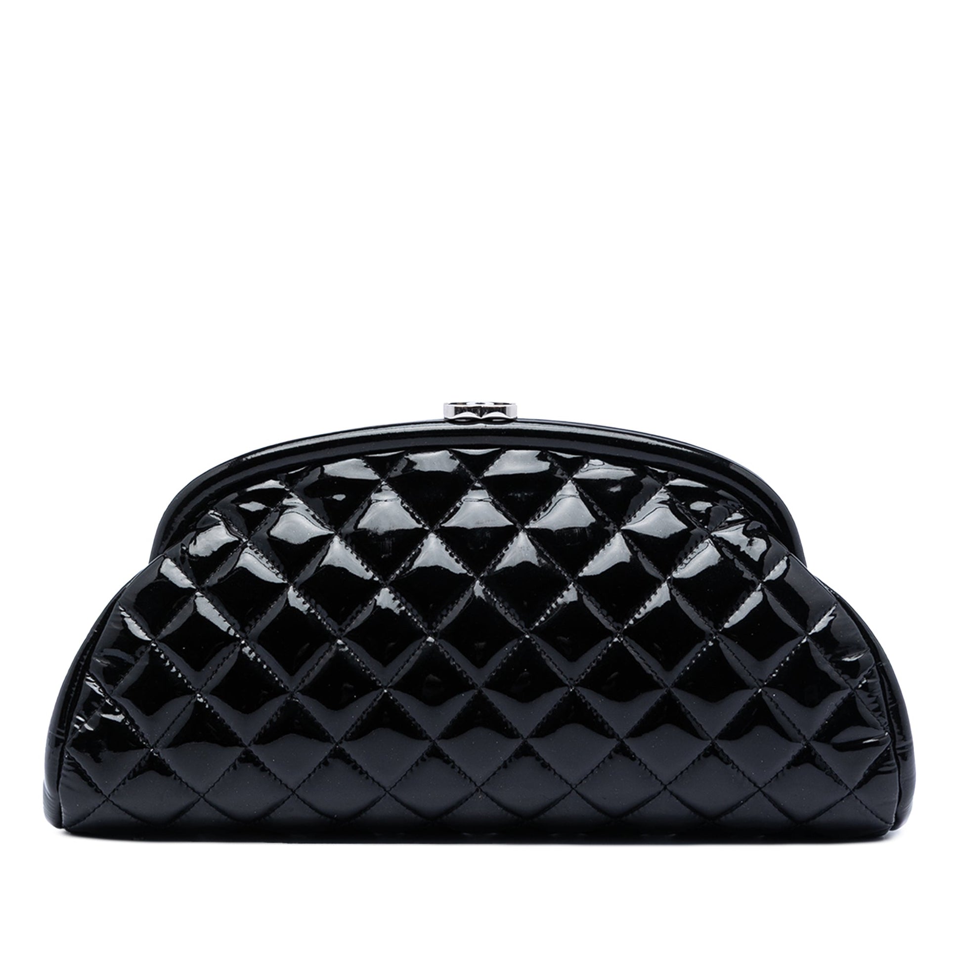 Chanel Quilted Patent Timeless Kiss Lock Clutch
