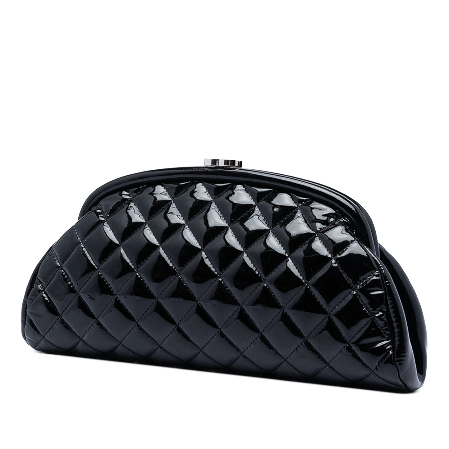 Chanel Quilted Patent Timeless Kiss Lock Clutch