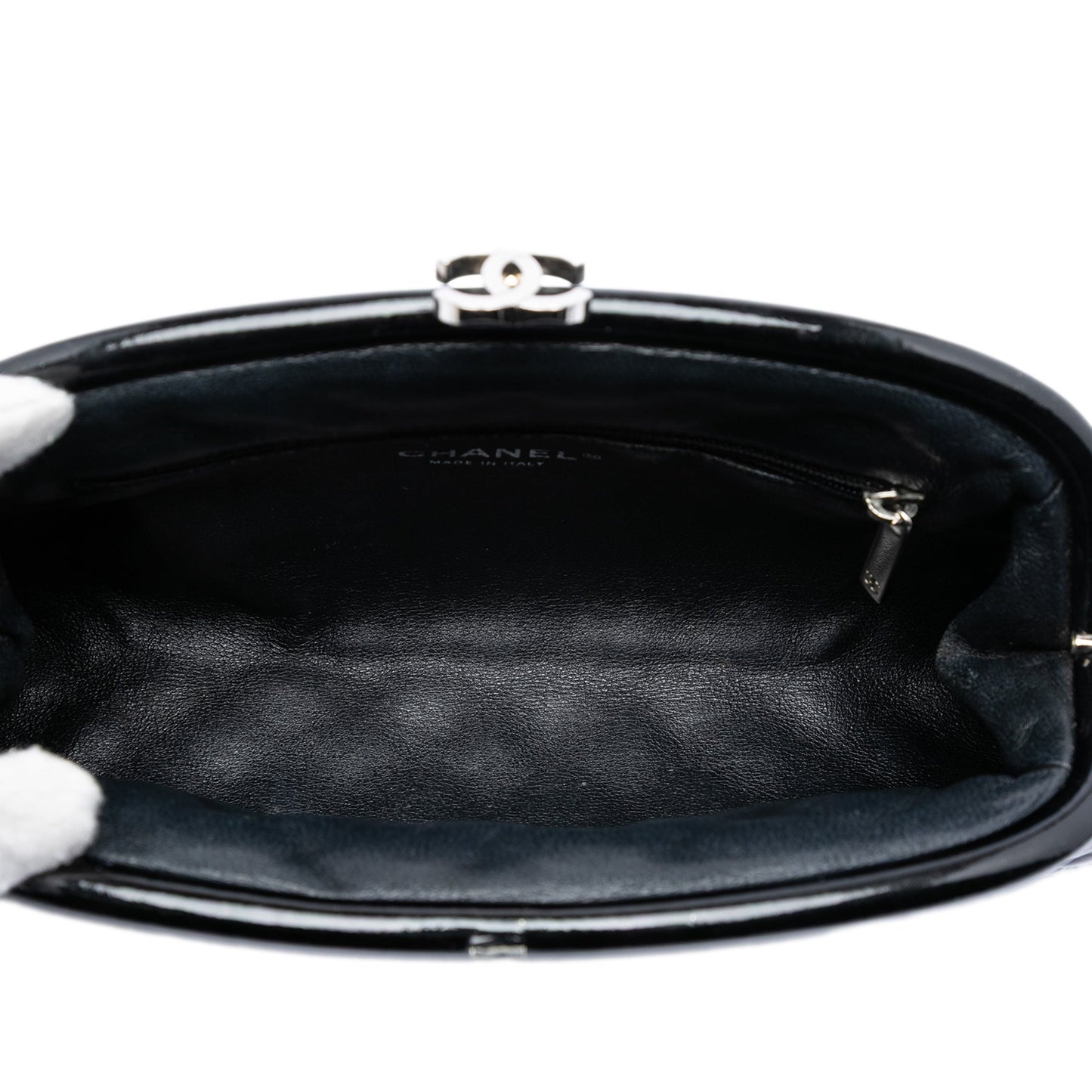 Chanel Quilted Patent Timeless Kiss Lock Clutch