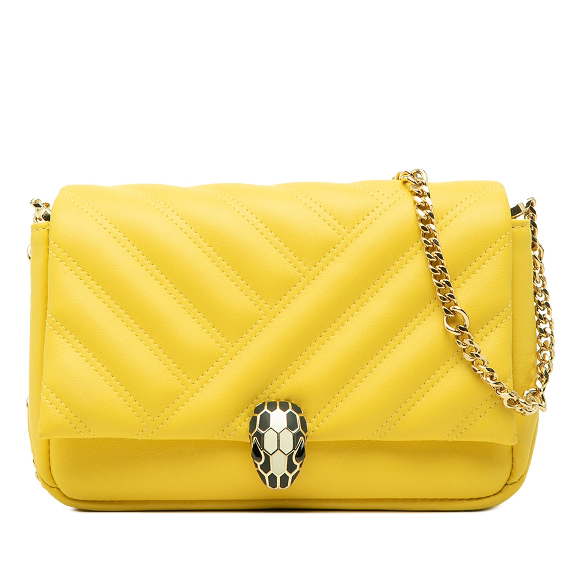 Bvlgari Leather Serpenti Cabochon Chain Crossbody