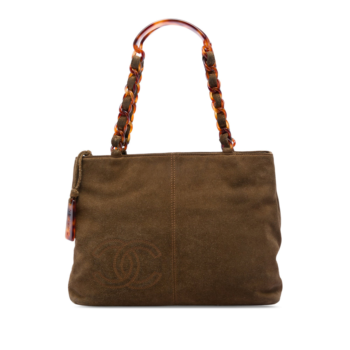 Chanel CC Suede Tortoise Chain Tote