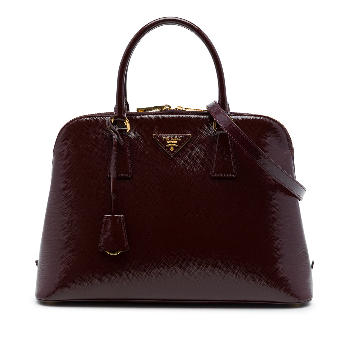 Prada Large Saffiano Vernice Promenade Satchel — Red