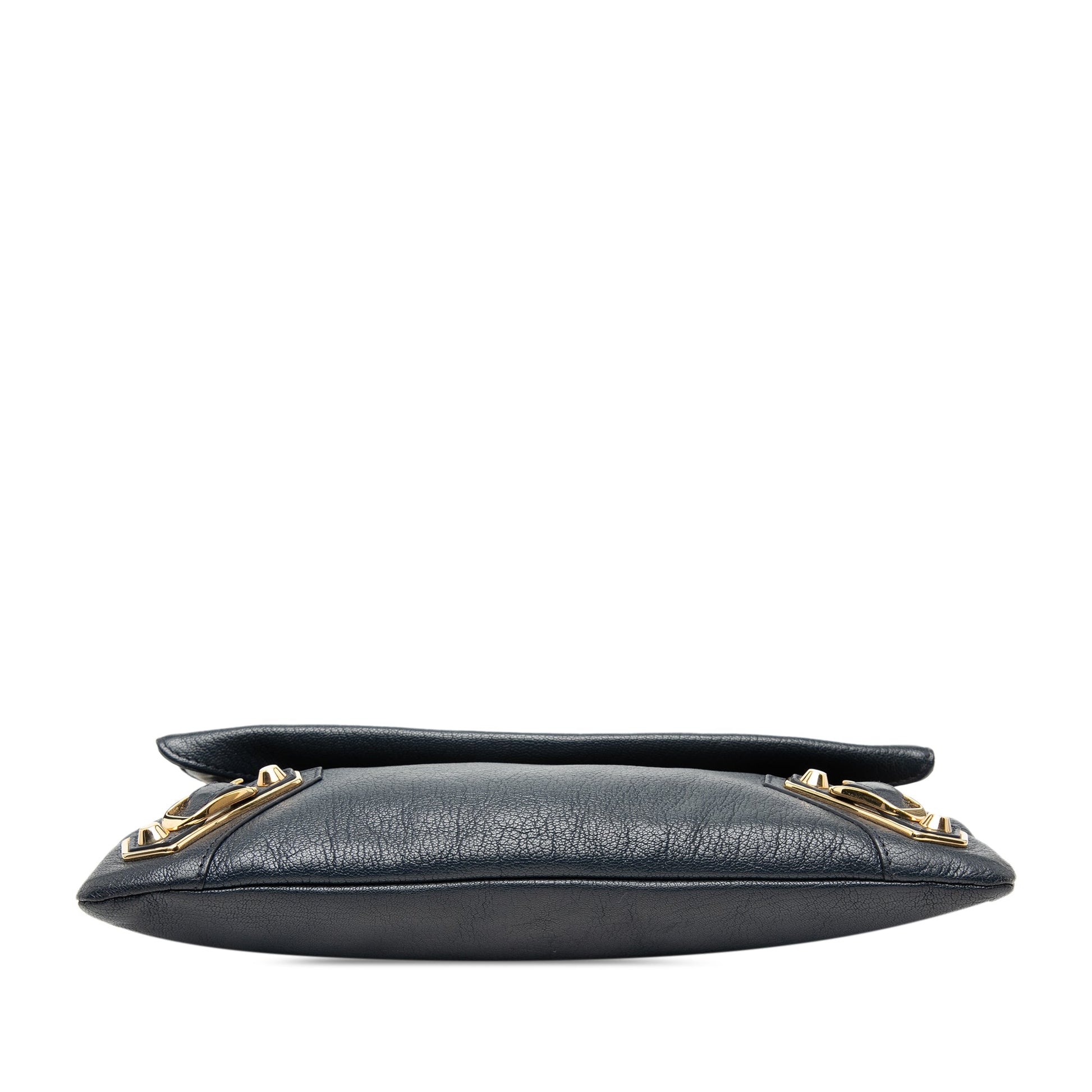 Balenciaga Chevre Motocross Classic Metallic Edge Envelope Clutch with Strap