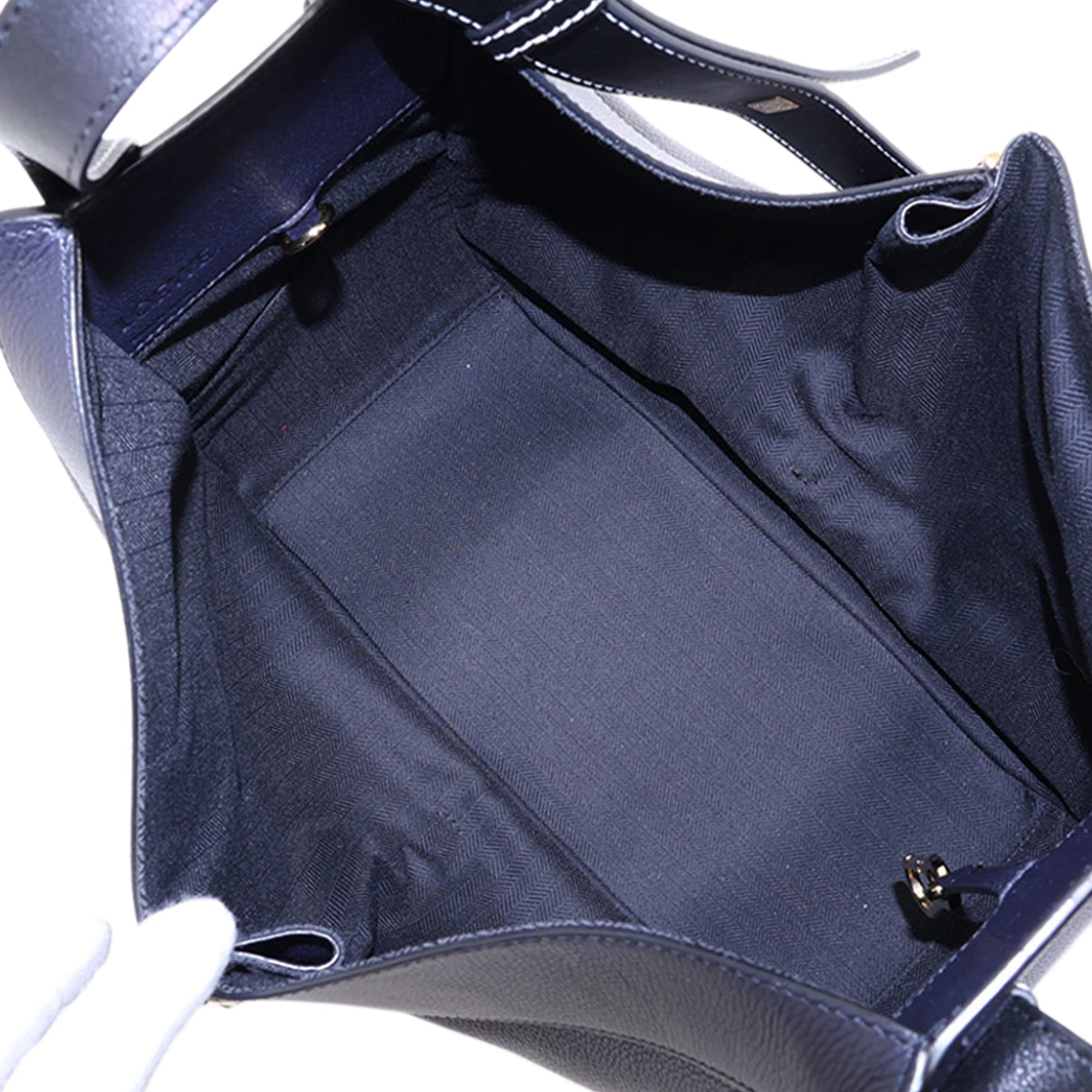 LOEWE Medium Leather Hammock Satchel — Black