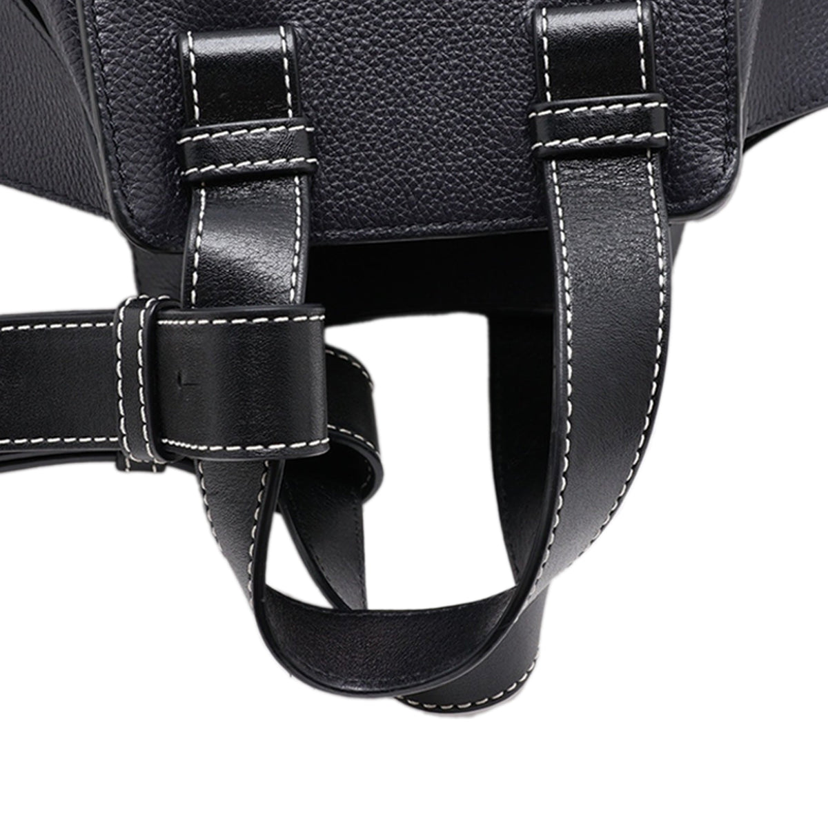 LOEWE Medium Leather Hammock Satchel — Black