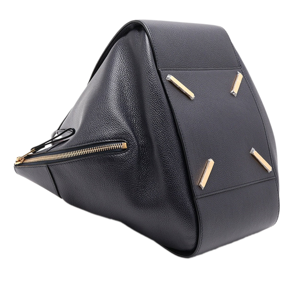 LOEWE Medium Leather Hammock Satchel — Black