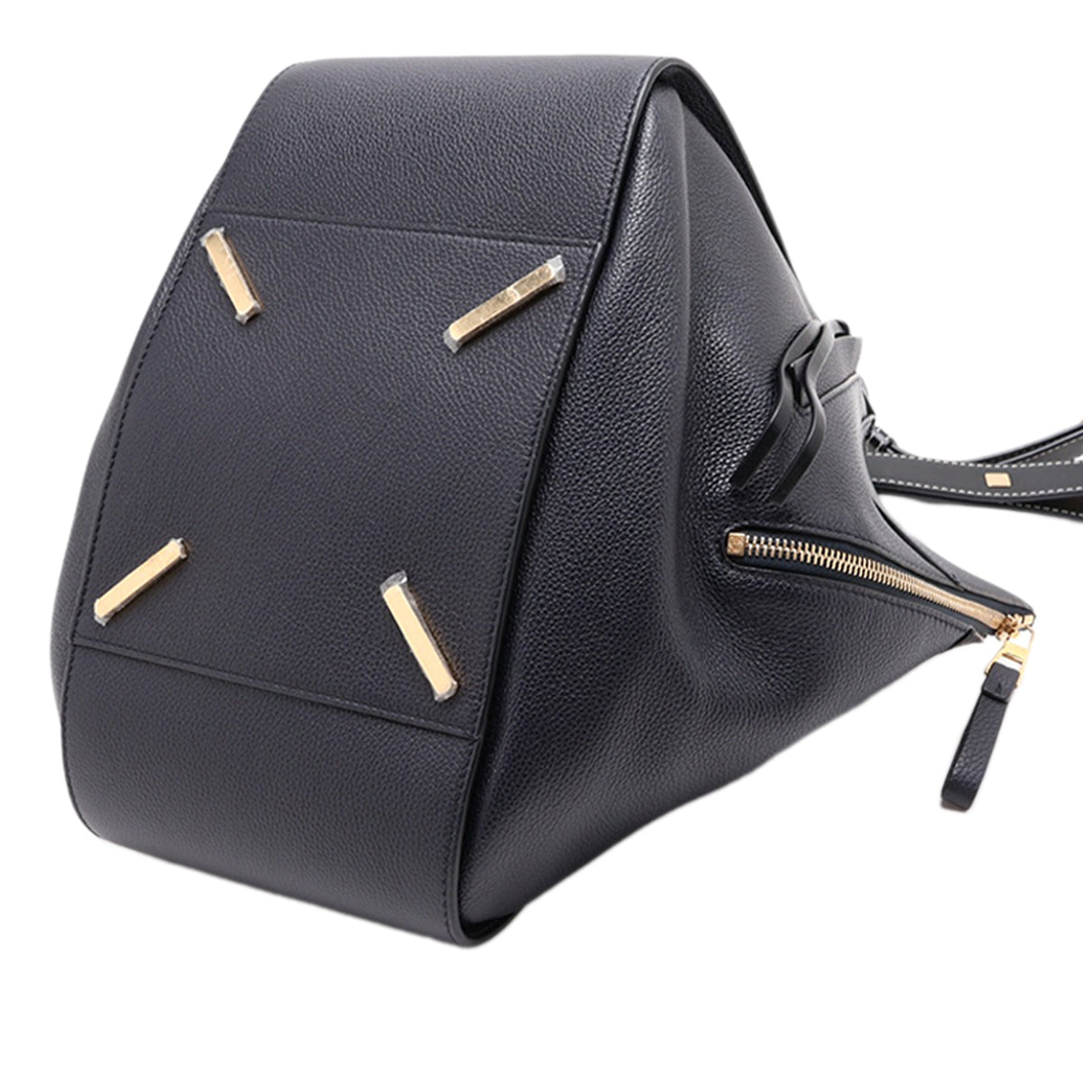LOEWE Medium Leather Hammock Satchel — Black