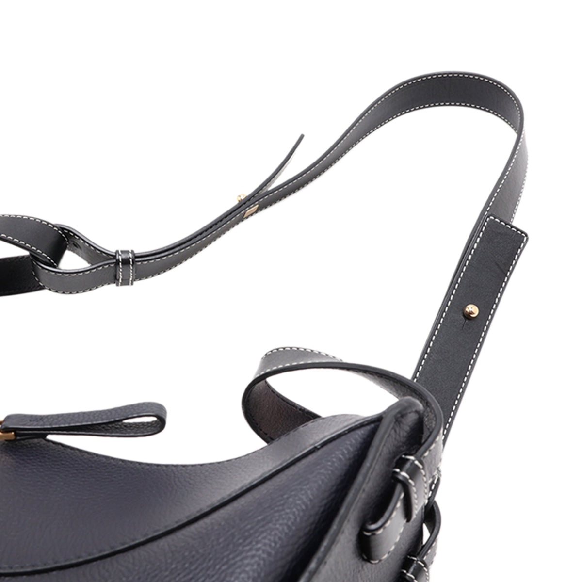 LOEWE Medium Leather Hammock Satchel — Black