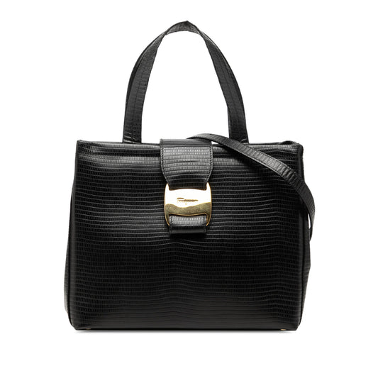 Ferragamo Lizard Embossed Leather Satchel