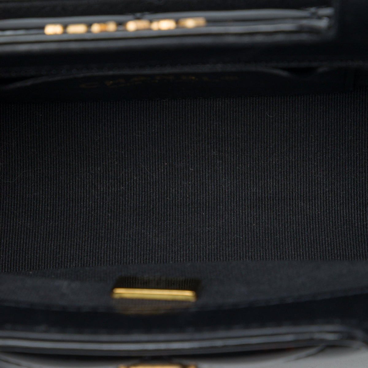 Chanel Mini Quilted Patent Graphic Catch Flap — Black