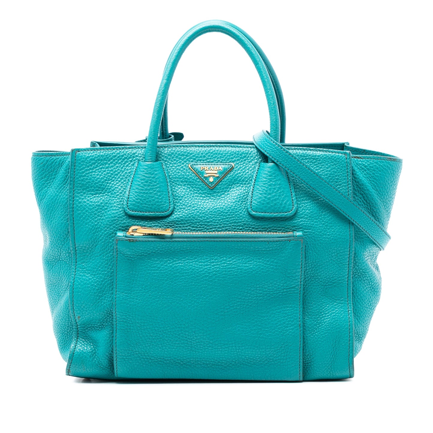 Prada Vitello Daino Front Pocket Open Convertible Tote