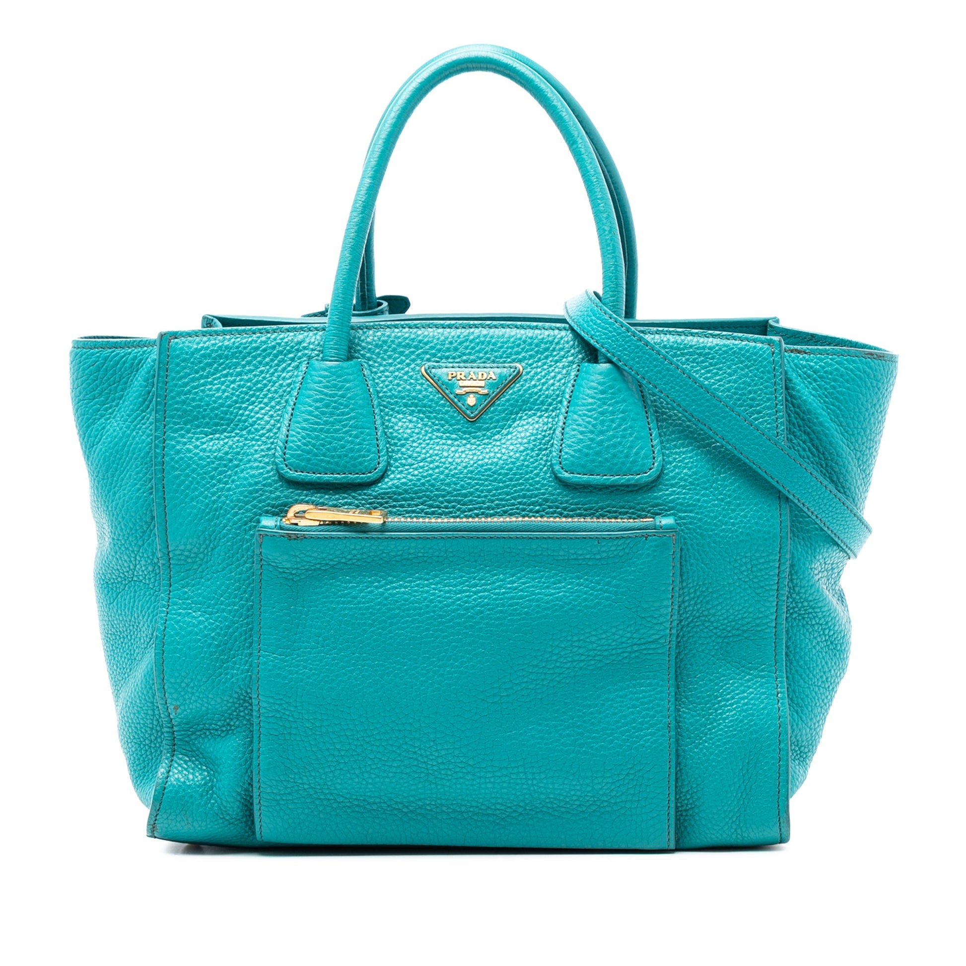 Prada Vitello Daino Front Pocket Open Convertible Tote