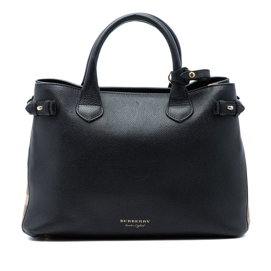 Burberry Medium Leather and House Check Banner Satchel
