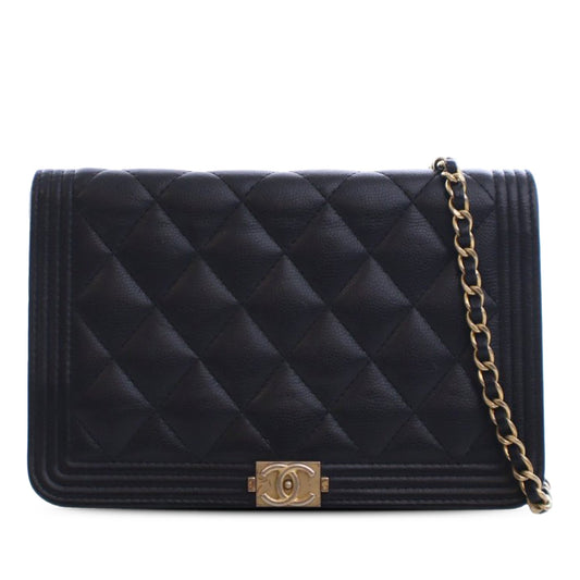 Chanel Quilted Caviar Boy Wallet on Chain