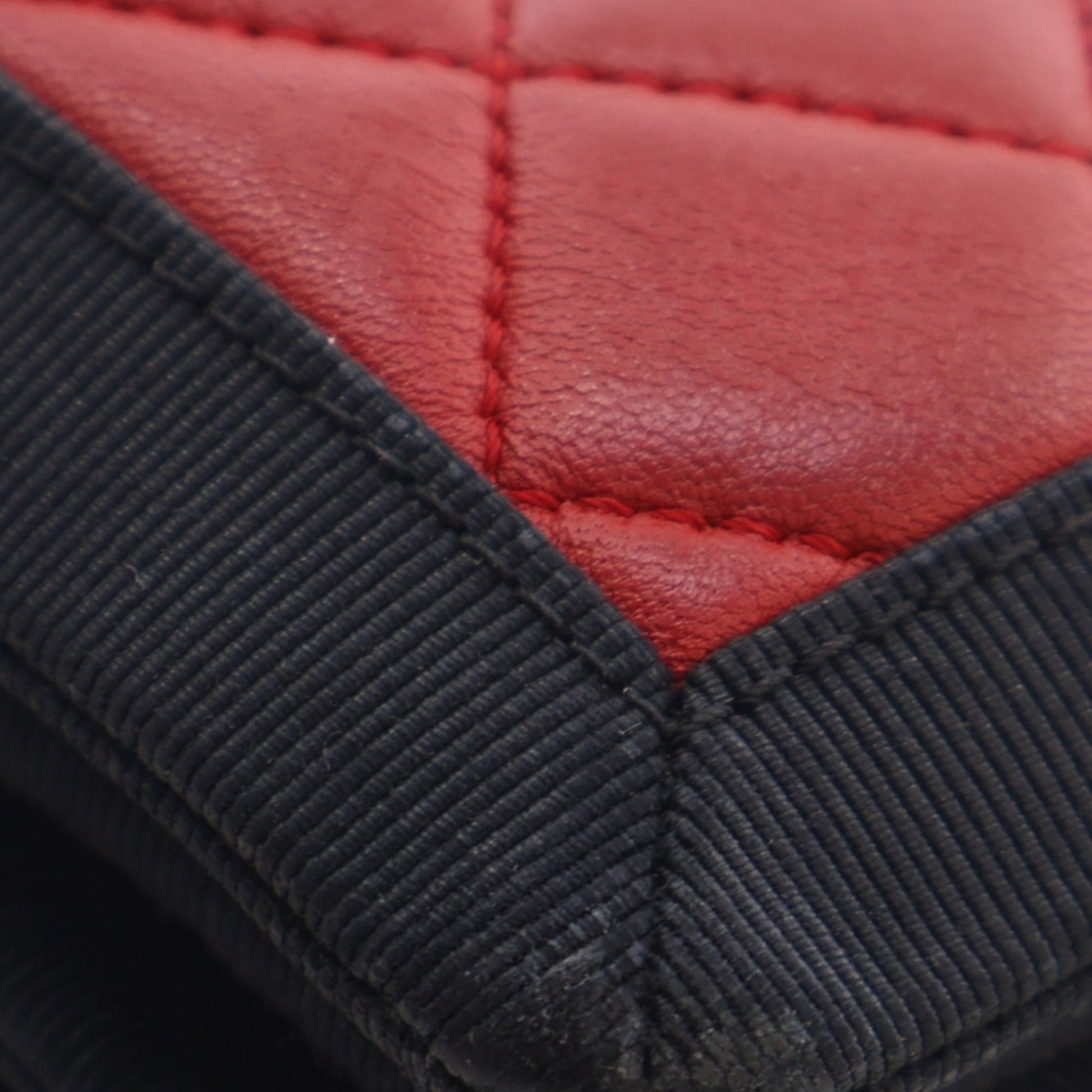 Chanel Medium CC Bicolor Quilted Lambskin Grosgrain Single Flap