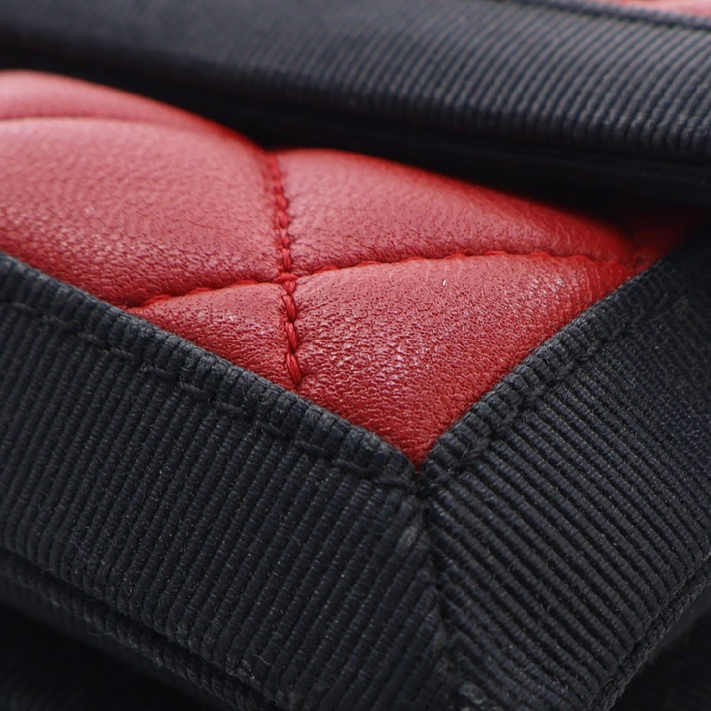 Chanel Medium CC Bicolor Quilted Lambskin Grosgrain Single Flap