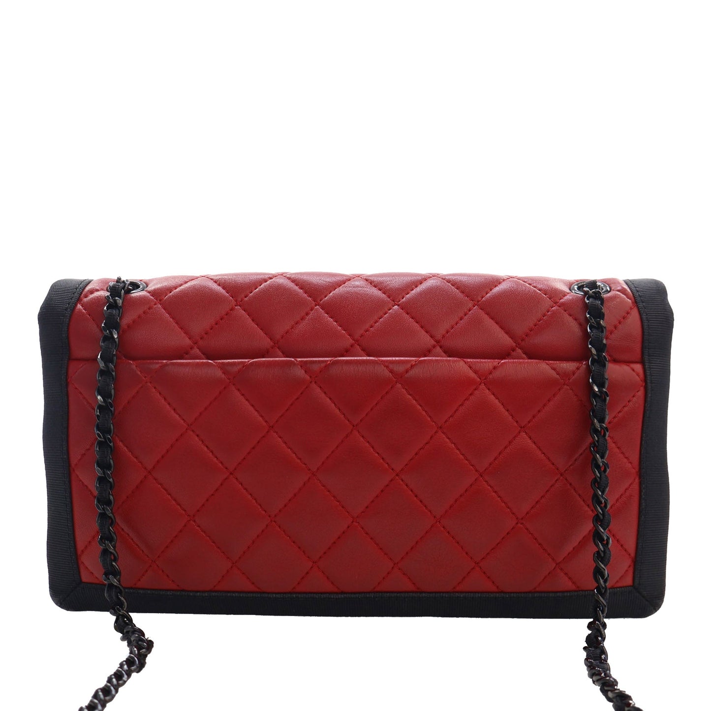 Chanel Medium CC Bicolor Quilted Lambskin Grosgrain Single Flap