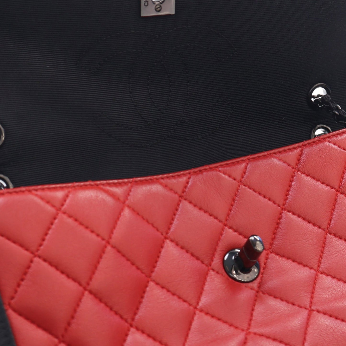 Chanel Medium CC Bicolor Quilted Lambskin Grosgrain Single Flap