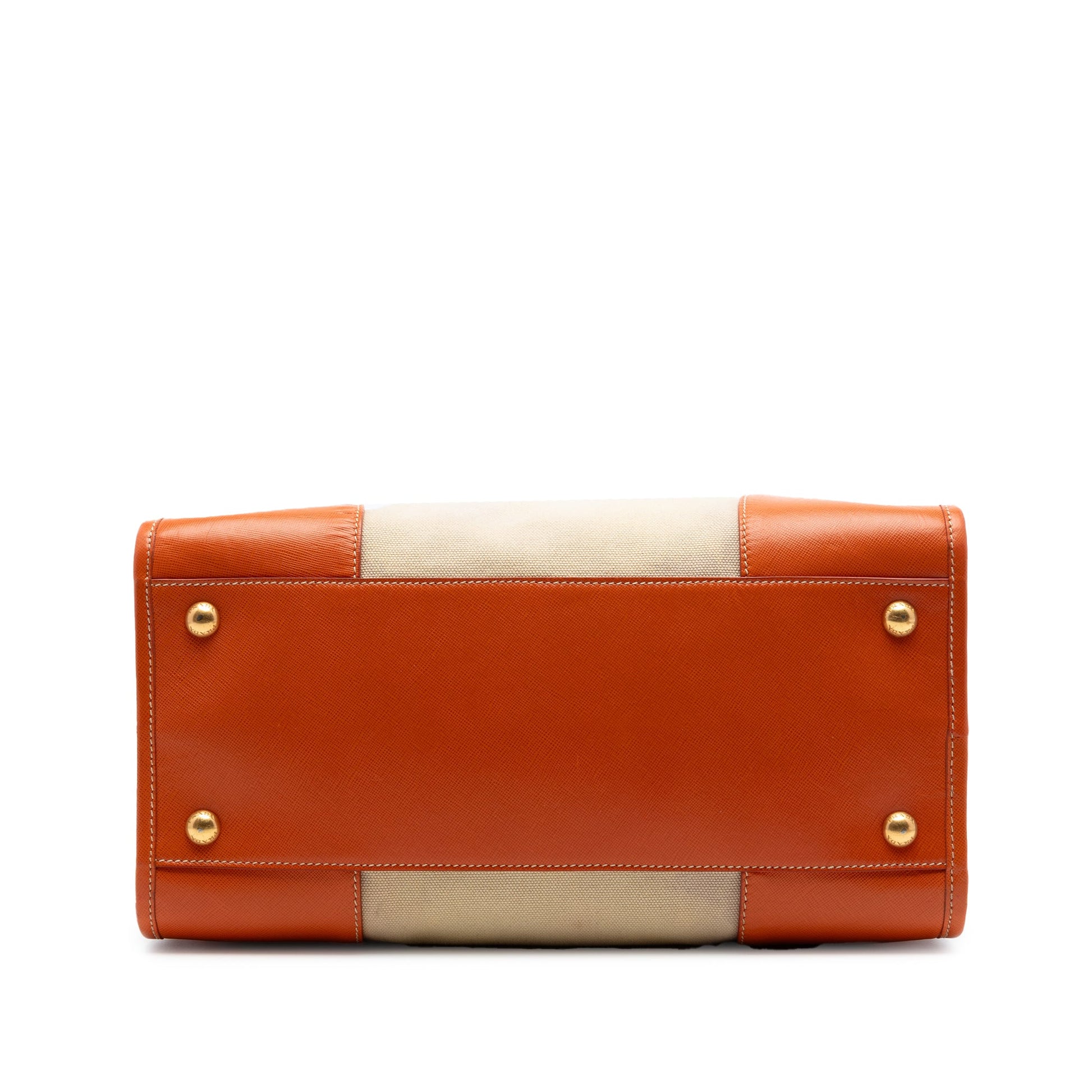 Prada Saffiano Trimmed Canvas Canapa Satchel