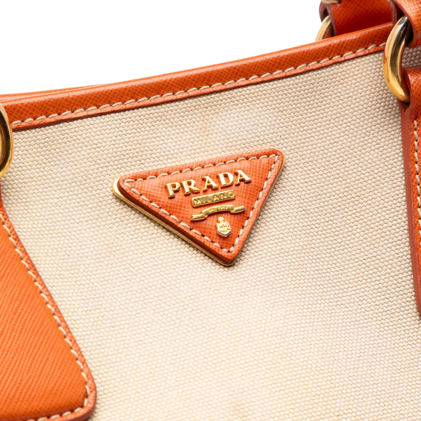 Prada Saffiano Trimmed Canvas Canapa Satchel