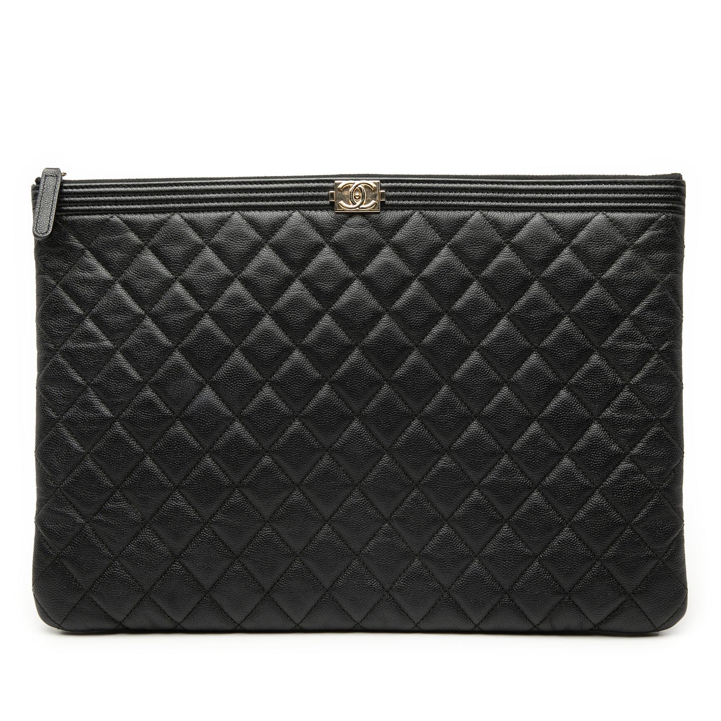 Chanel Large Quilted Caviar Boy O Case Clutch