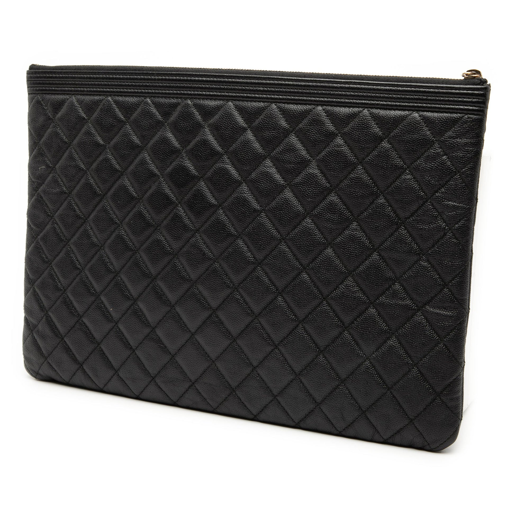 Chanel Large Quilted Caviar Boy O Case Clutch
