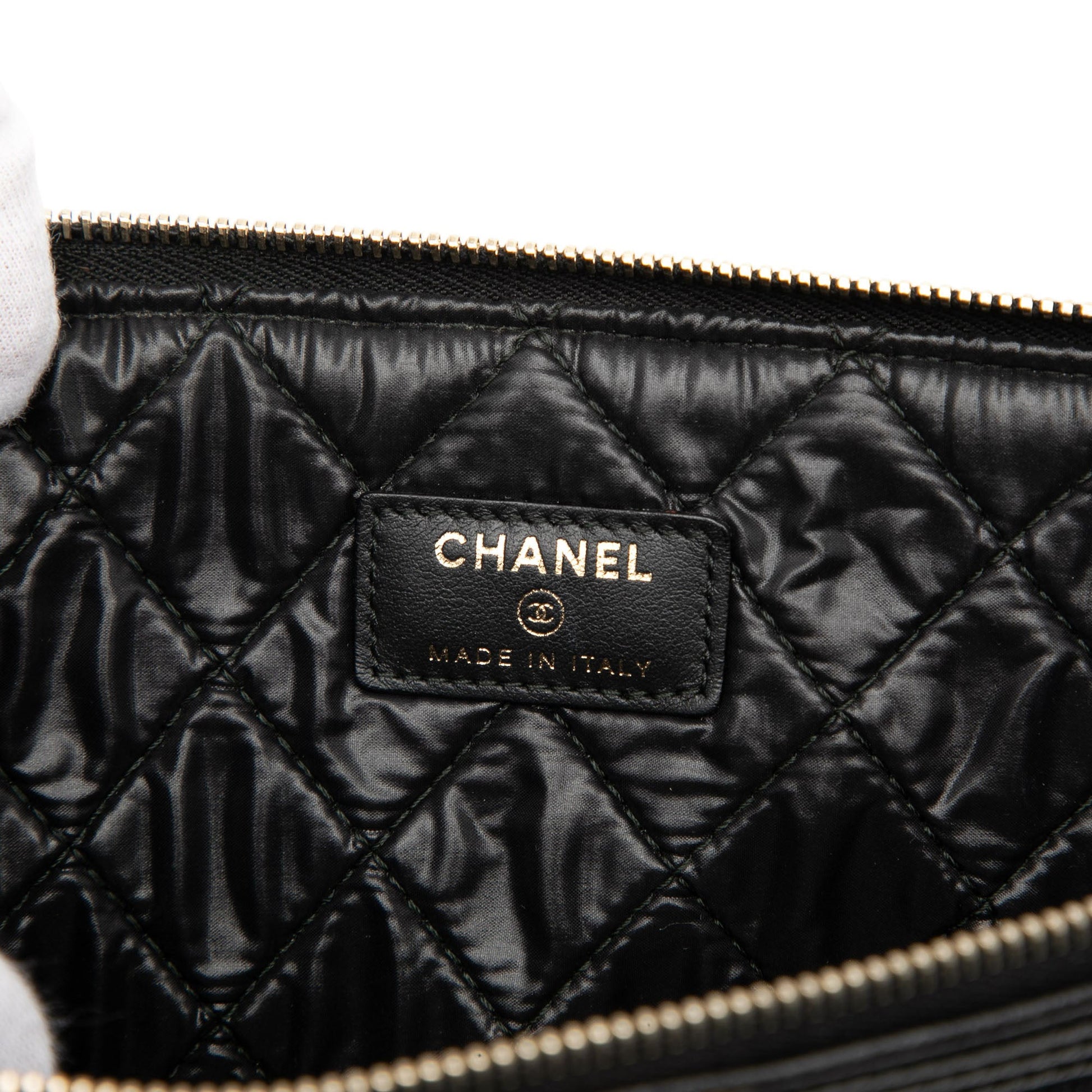 Chanel Large Quilted Caviar Boy O Case Clutch