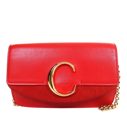 Chloé Mini Calfskin and Suede C Chain Crossbody